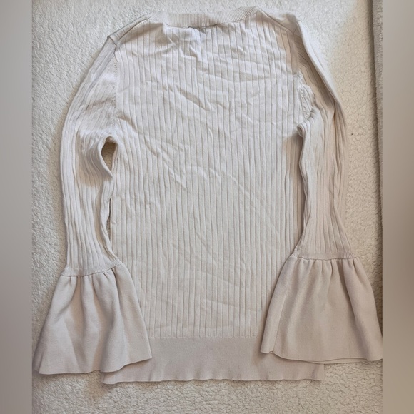 Ann Taylor Off White Ribbed Bell Sleeve Sweater Size M - Picture 5 of 7